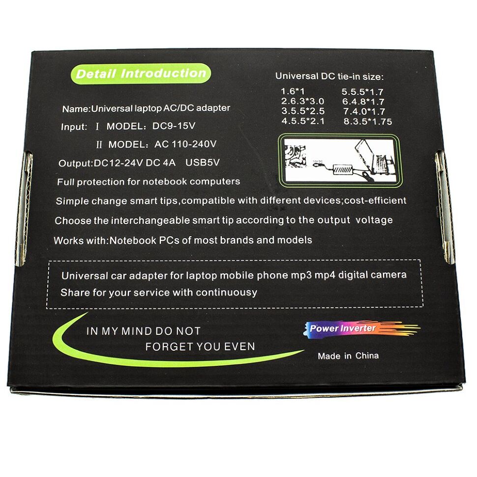 Універсальний зарядний пристрій для ноутбука AC/DC 100W з 8 перехідниками Універсальний зарядний пристрій для ноутбука AC/DC 100W з 8 перехідниками