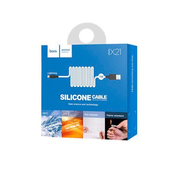 USB кабель HOCO X21 SILICONE USB - Lightning 1м БIЛИЙ USB кабель HOCO X21 SILICONE USB - Lightning 1м БIЛИЙ