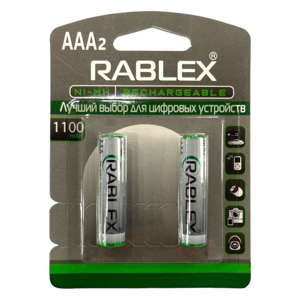 Акумулятор AAA RABLEX 1100 HR03 1100mAh RECHARGEABLE БЛИСТЕР 2 ШТ.