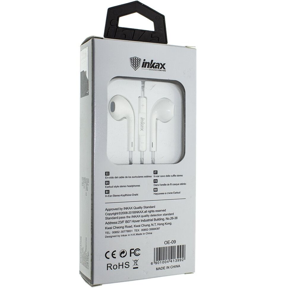 Дротові навушники INKAX OE-09, білий