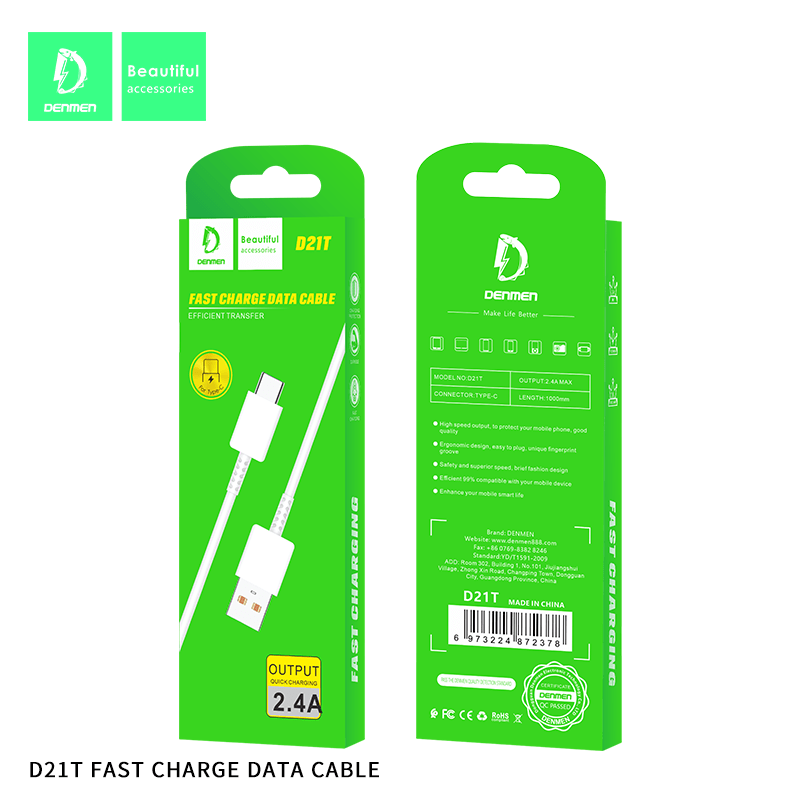 Кабель USB Denmen D21T USB - Type-C (2,4A) Кабель USB Denmen D21T USB - Type-C (2,4A)