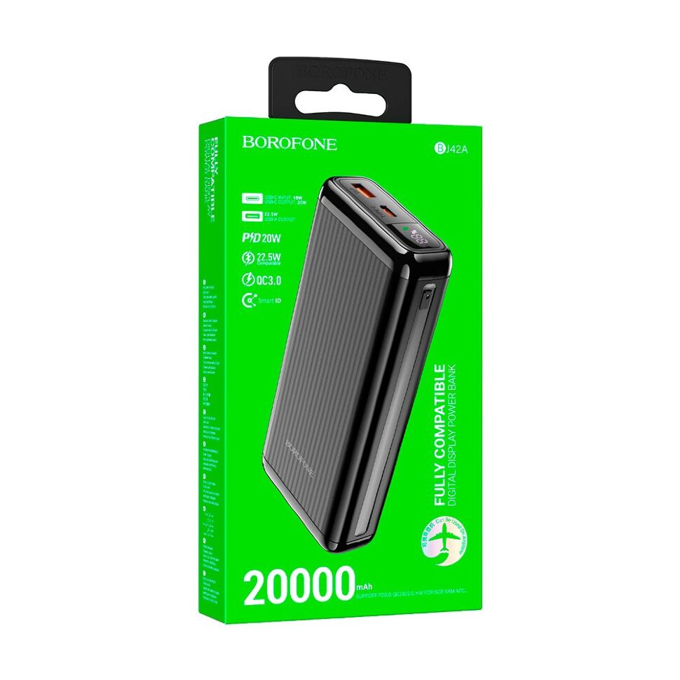 Power Bank Borofone BJ42A PD20W 22,5W 20000mah ЧОРНИЙ Power Bank Borofone BJ42A PD20W 22,5W 20000mah ЧОРНИЙ