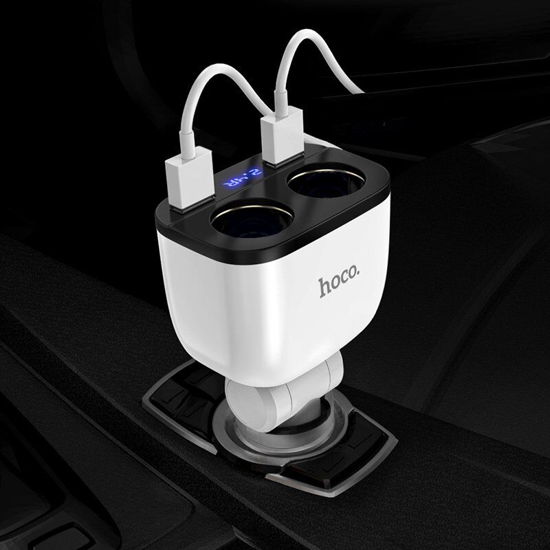 Автомобільний зарядний пристрій HOCO Z28 з двума роз'ємами прикурювача + 2 USB 3.1A, білий Автомобільний зарядний пристрій HOCO Z28 з двума роз'ємами прикурювача + 2 USB 3.1A, білий