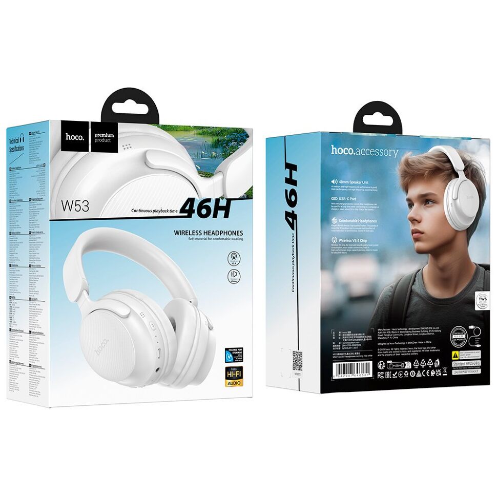 Бездротові повнорозмірні навушники HOCO W53, білий