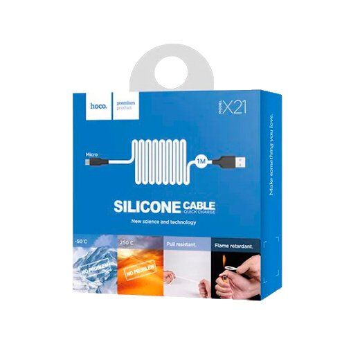 USB кабель HOCO X21 SILICONE USB - micro USB, білий USB кабель HOCO X21 SILICONE USB - micro USB, білий