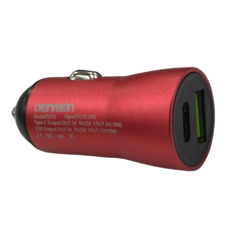 Автомобільний зарядний пристрій DENMEN DZ10 3.1A 2 PORT 18W, QC3.0+PD