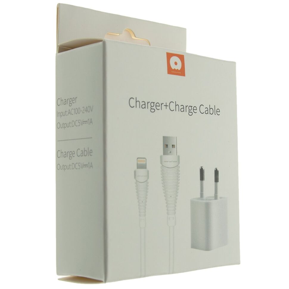 Зарядний пристрій WUW T18 USB+ Lightning 1000 mA (КУБІК)