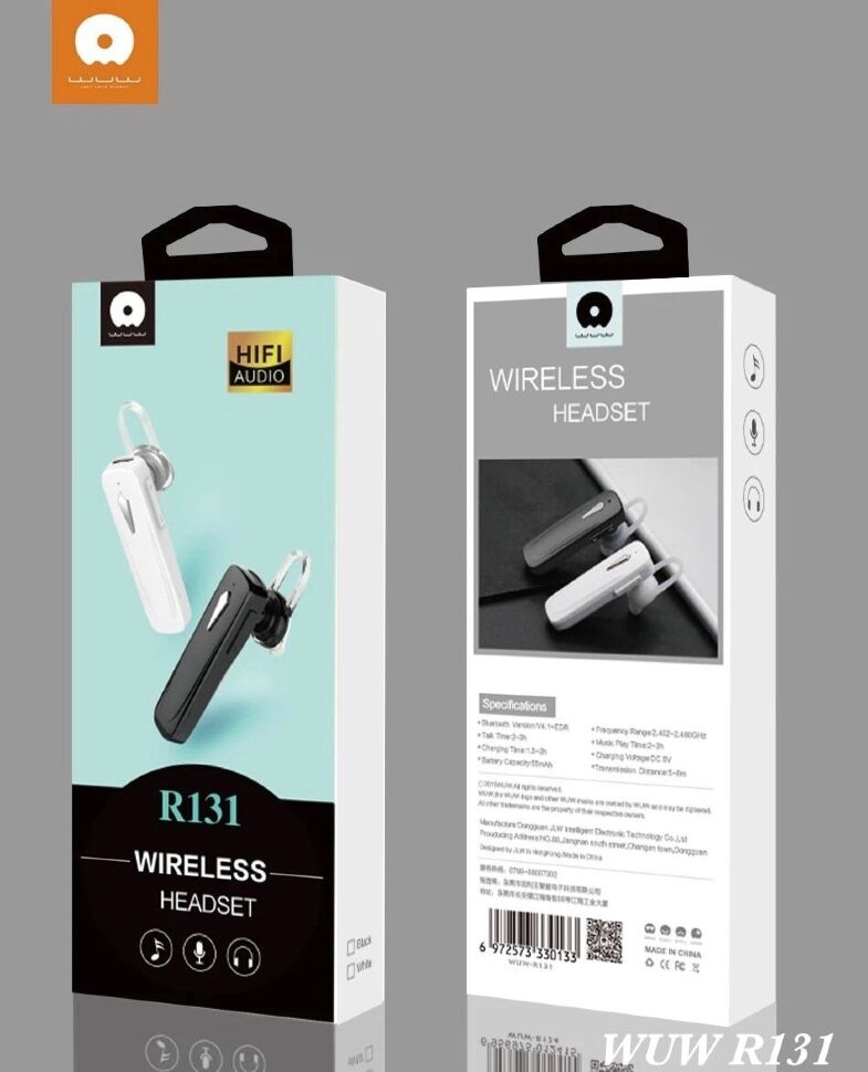 Бездротова Bluetooth гарнітура WUW R131 чорний Бездротова Bluetooth гарнітура WUW R131 чорний