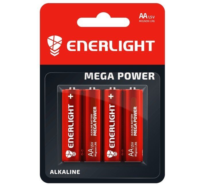 Батарейка AA лужна Enerlight Mega Power LR6 1.5V, 4 штуки RED БЛИСТЕР Батарейка AA лужна Enerlight Mega Power LR6 1.5V, 4 штуки RED БЛИСТЕР
