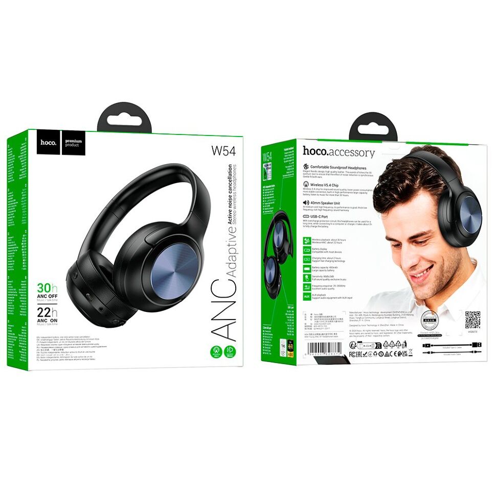 Бездротові повнорозмірні навушники HOCO W54, чорний