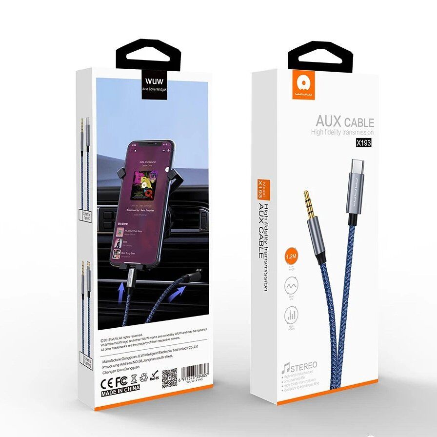 Кабель AUX WUW X193 Lightning - jack 3.5 мм Кабель AUX WUW X193 Lightning - jack 3.5 мм