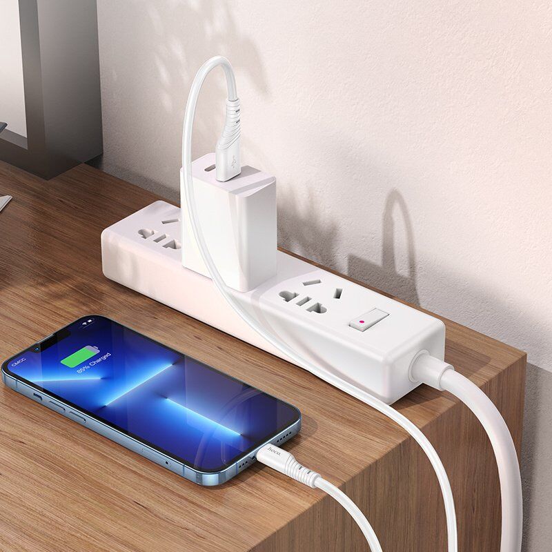 USB кабель HOCO X97 USB - Lightning, SILICONE, 1метр, білий USB кабель HOCO X97 USB - Lightning, SILICONE, 1метр, білий