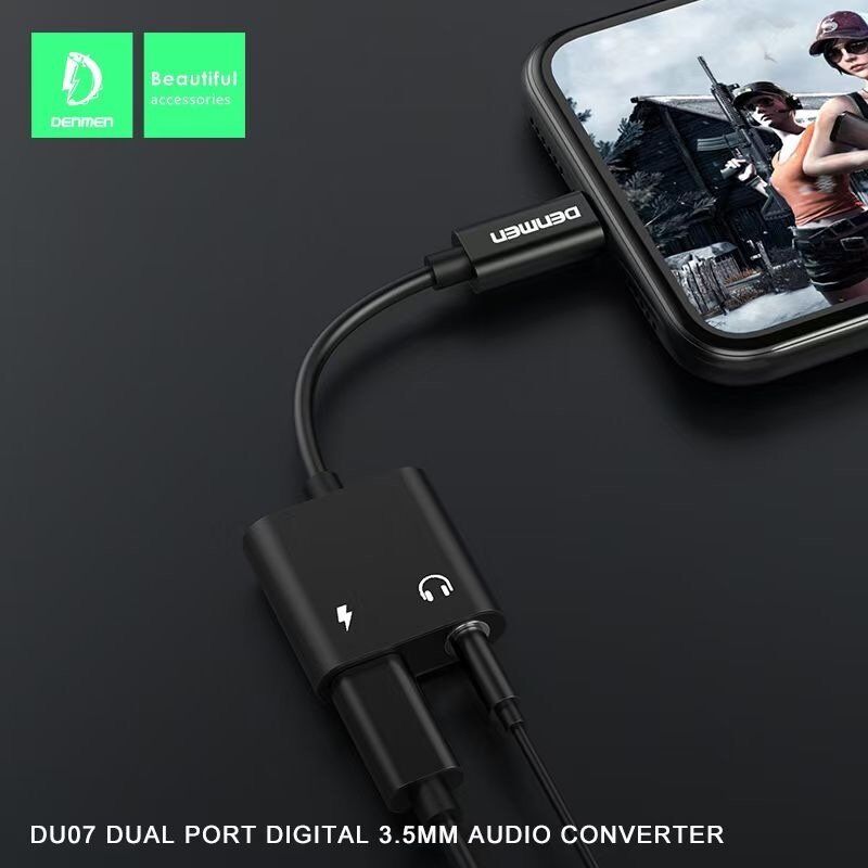 AUX ПЕРЕХІДНИК Denmen DU07 Type-C - jack 3.5 мм + ЗАРЯДКА FOR ANDROID / MAC