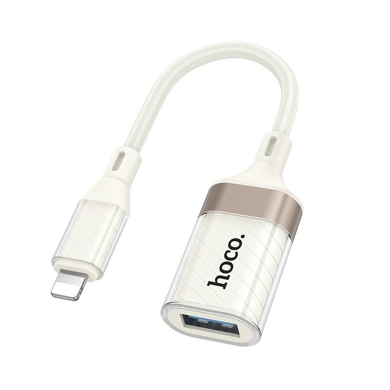 Адаптер HOCO UA39 Crystal (Lightning → USB-A), OTG, прозорий корпус, абрикосовий Адаптер HOCO UA39 Crystal (Lightning → USB-A), OTG, прозорий корпус, абрикосовий
