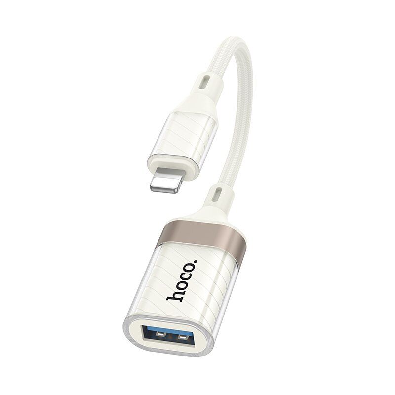 Адаптер HOCO UA39 Crystal (Lightning → USB-A), OTG, прозорий корпус, абрикосовий Адаптер HOCO UA39 Crystal (Lightning → USB-A), OTG, прозорий корпус, абрикосовий