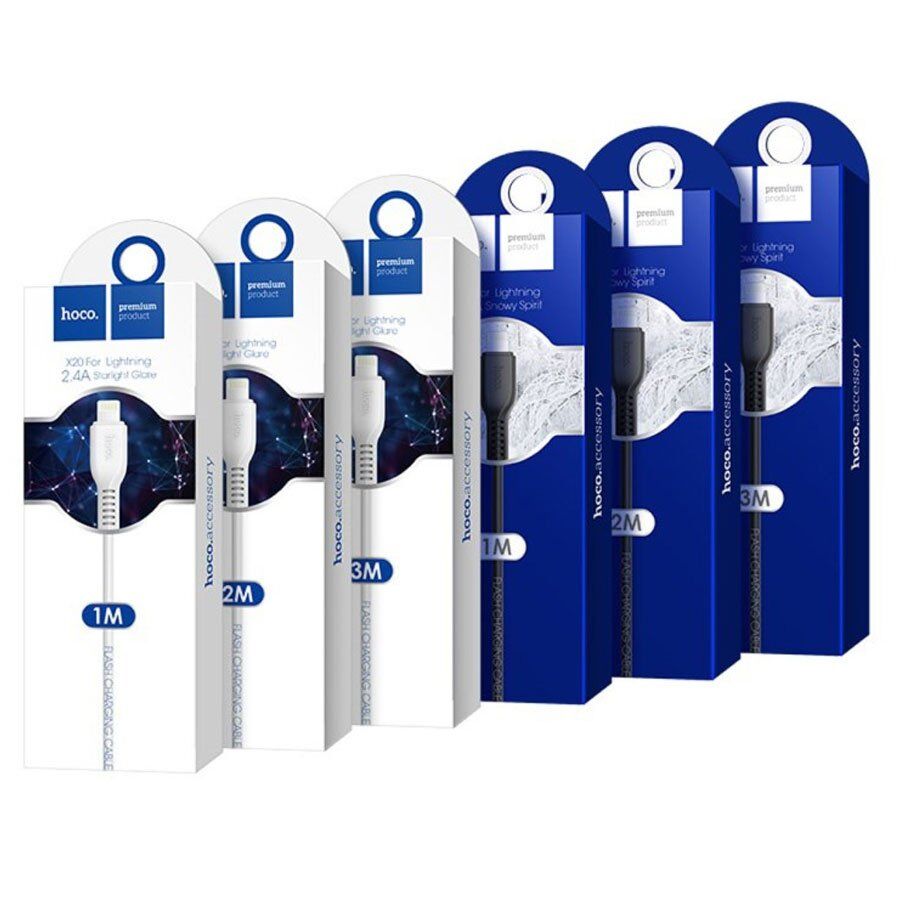 USB кабель HOCO X20 USB - Lightning 2.4A 1 метр, білий