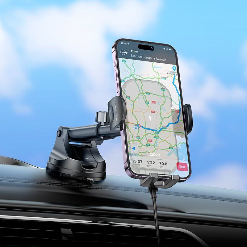 Автомобільний тримач HOCO HW5 бездротова зарядка чорний Автомобільний тримач HOCO HW5 бездротова зарядка чорний