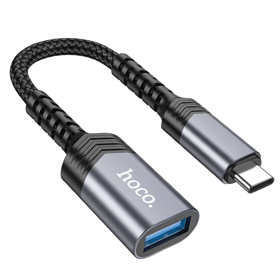 Конвертор HOCO UA24 OTG TYPE-C (папа) - USB 3.0 (мама) 16.5 см, сірий