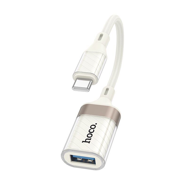 Адаптер HOCO UA39A Crystal (Type-C → USB-A 3.0), OTG, прозорий корпус, абрикосовий Адаптер HOCO UA39A Crystal (Type-C → USB-A 3.0), OTG, прозорий корпус, абрикосовий