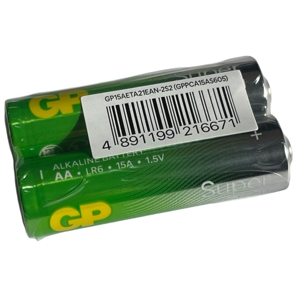Батарейка AA лужна GP Super G-TECH 15A LR6 1.5V, 2 штуки Батарейка AA лужна GP Super G-TECH 15A LR6 1.5V, 2 штуки