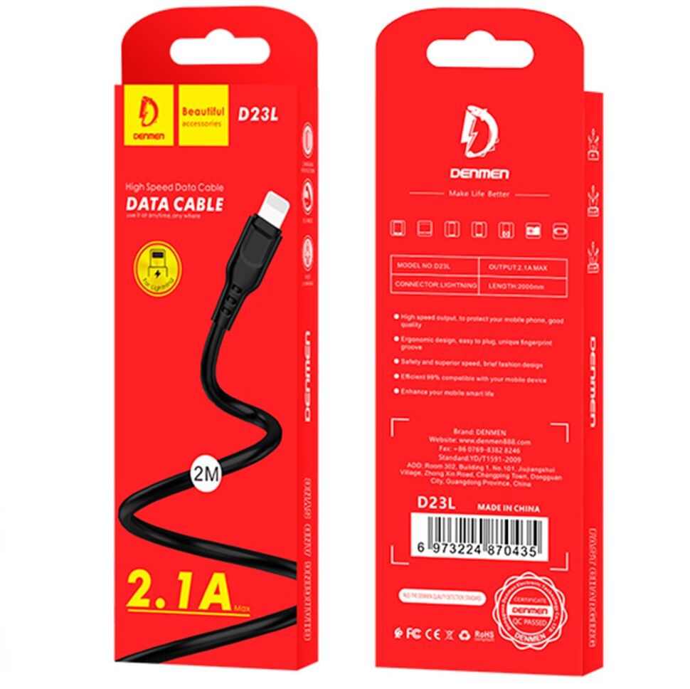 Кабель USB Denmen D23L USB - Lightning (2.1A) 2 метри