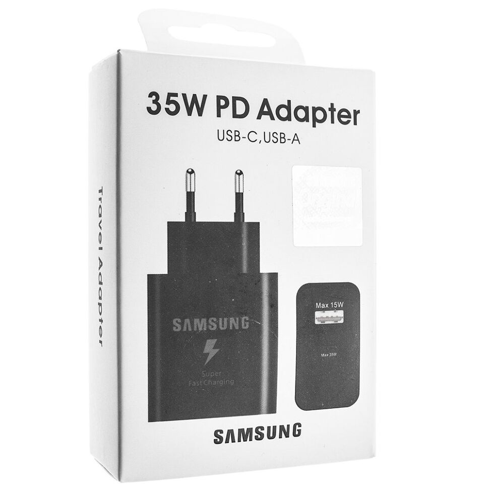 Мережевий зарядний пристрій SAMSUNG S21 35W original USB / TYPE-C, чорний в упаковці