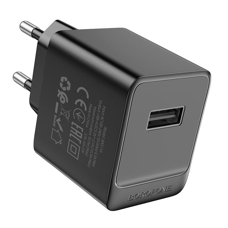 Мережевий зарядний пристрій BOROFONE BAS11A USB 10.5W, чорний