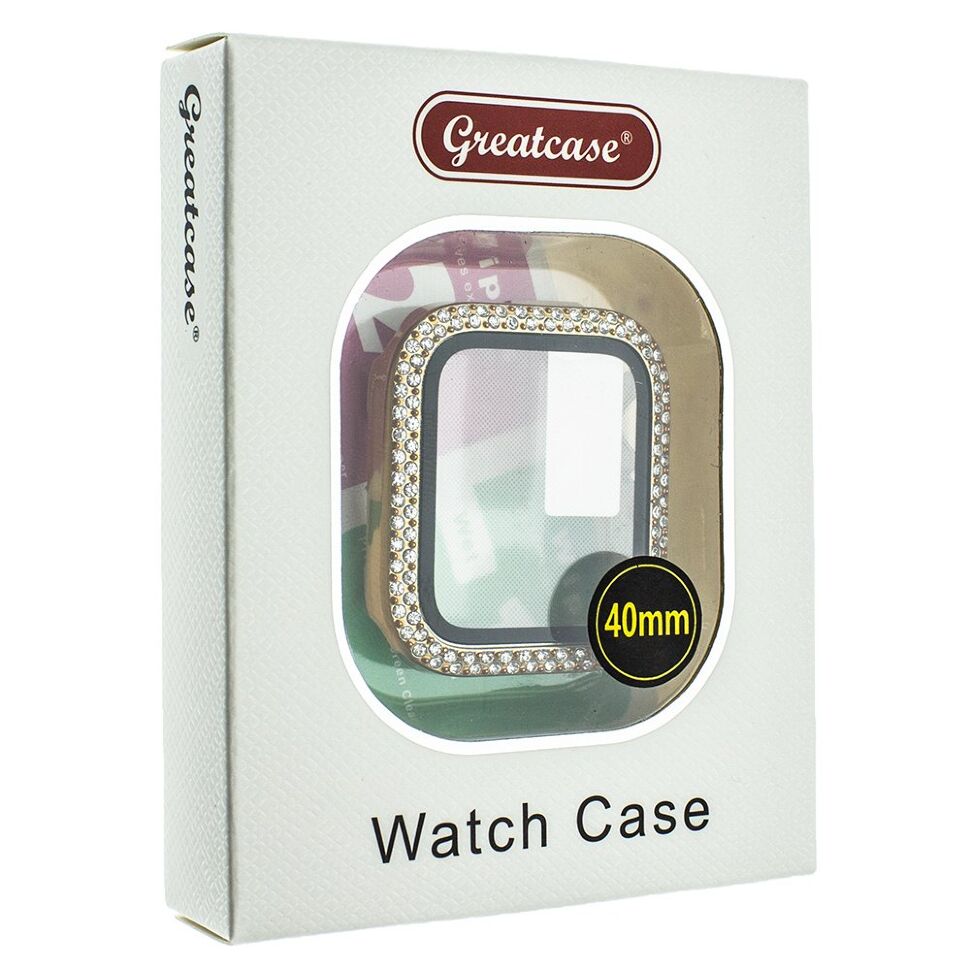 Накладка із захисним склом та стразами APPLE WATCH ЗОЛОТО