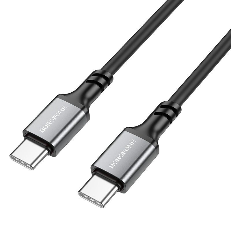 USB-C кабель BOROFONE BX83 Famous Type-C - Type-C 3A, 60W, Silicone, 1 метр, чорний USB-C кабель BOROFONE BX83 Famous Type-C - Type-C 3A, 60W, Silicone, 1 метр, чорний
