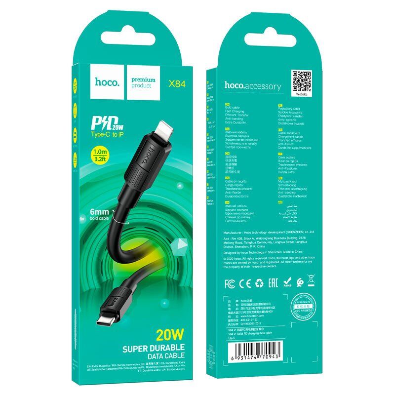 USB-C кабель HOCO X84 PD Type-C - Lightning 1 МЕТР ЧОРНИЙ USB-C кабель HOCO X84 PD Type-C - Lightning 1 МЕТР ЧОРНИЙ