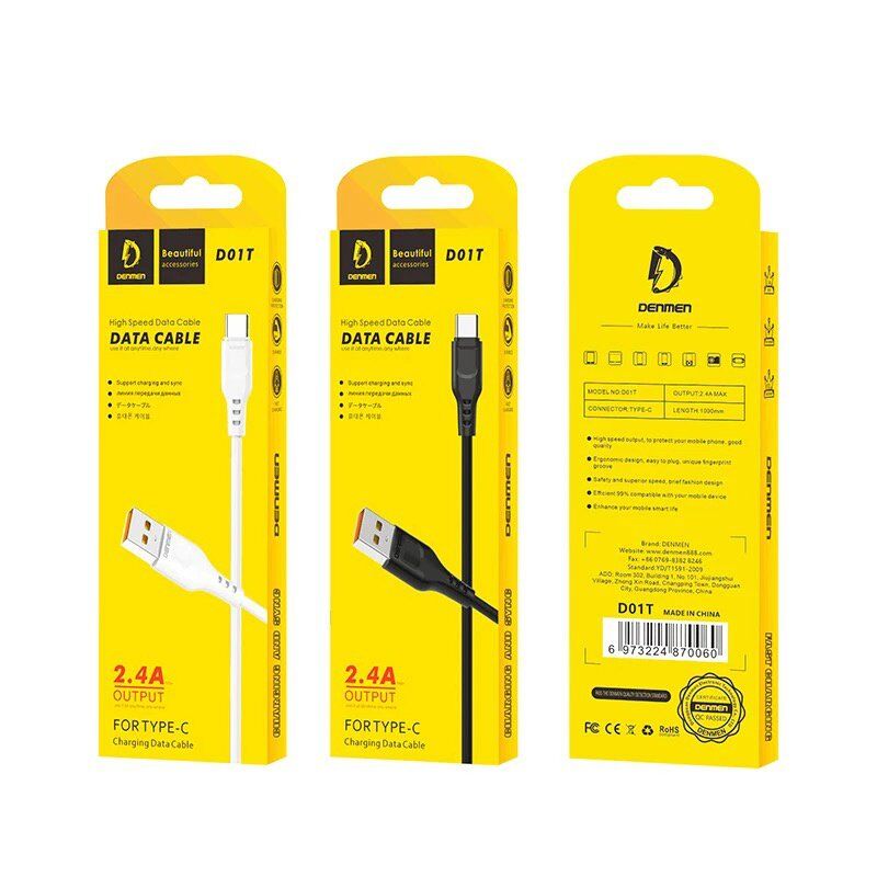 Кабель USB Denmen D01T USB-Type-C (2,4A)