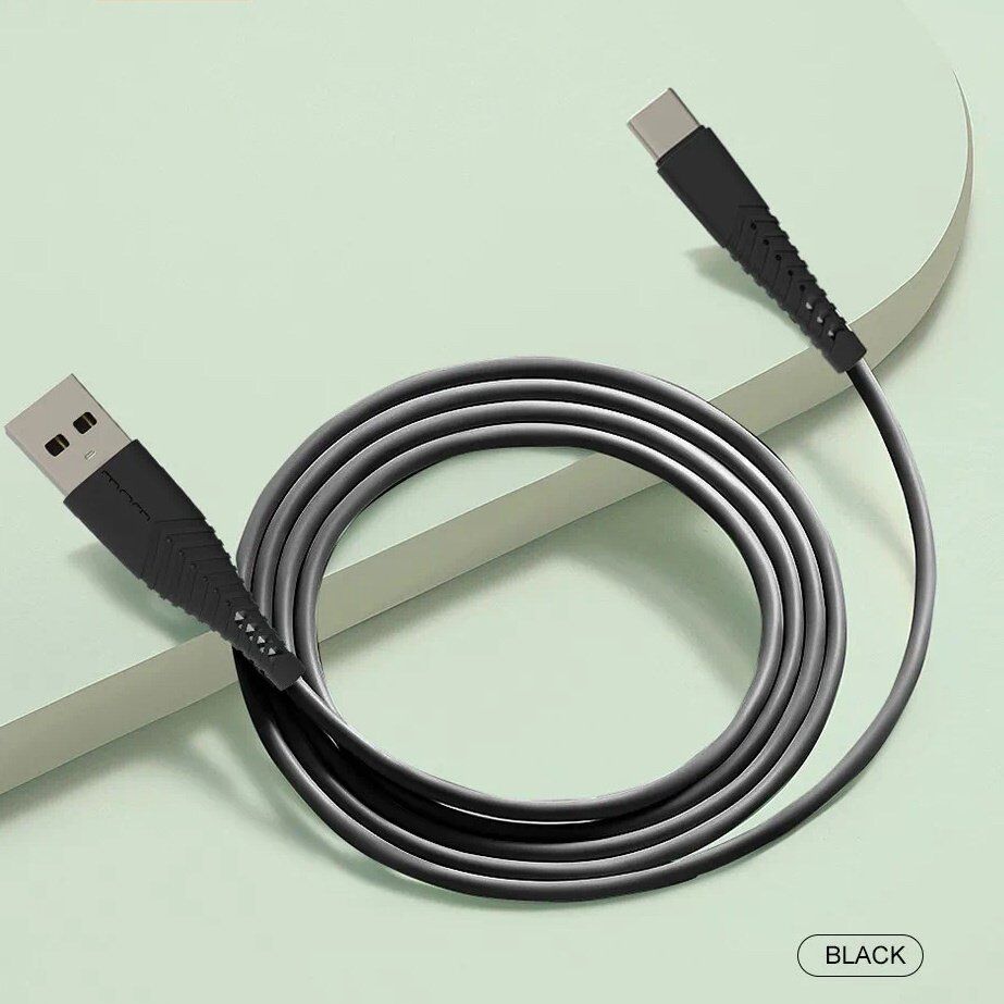 Кабель USB WUW X171 USB - Type-C 2.4A, чорний, м'який силіконовий провід