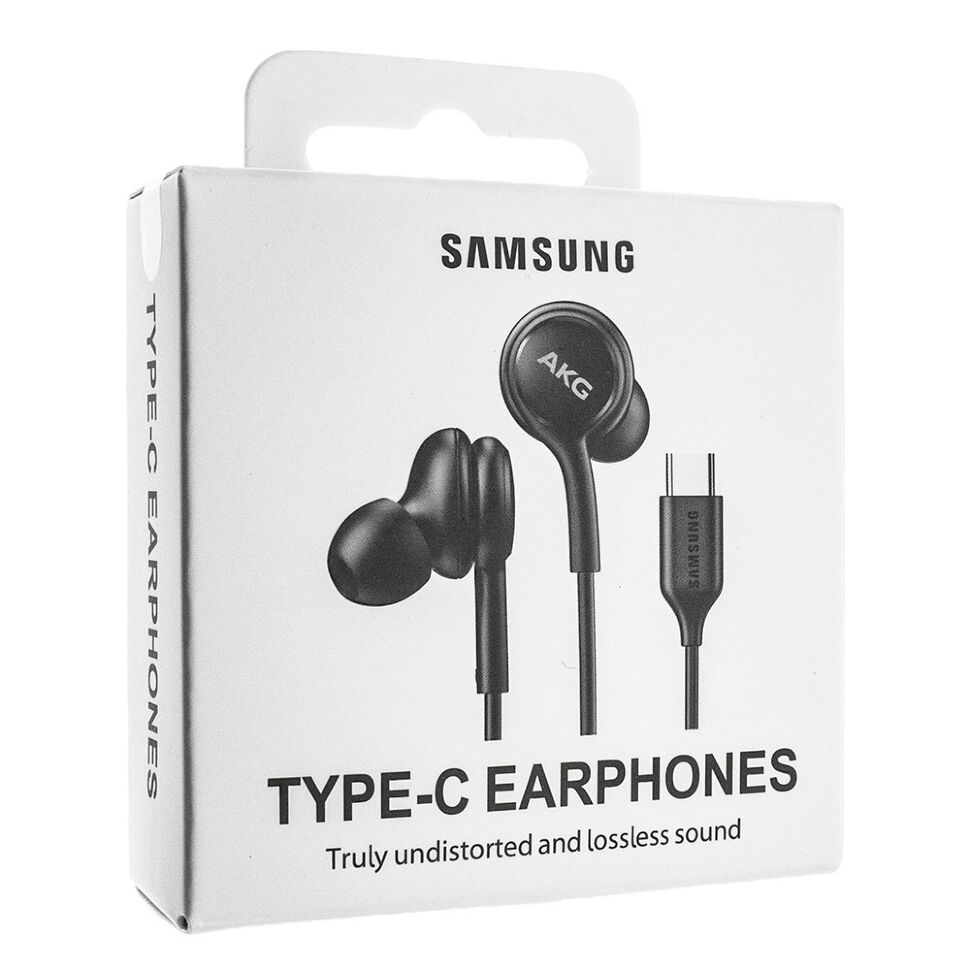 Дротова гарнітура Samsung ORIGINAL S20 Type-C Earphones AKG EO-IC100BBEGEU, тканинне обплетення, чорний