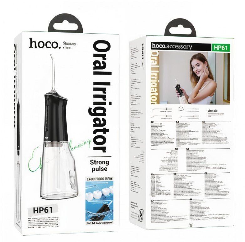 HOCO HP61 Електричний іригатор для ротової порожнини з великим резервуаром для води, ЧОРНИЙ HOCO HP61 Електричний іригатор для ротової порожнини з великим резервуаром для води, ЧОРНИЙ