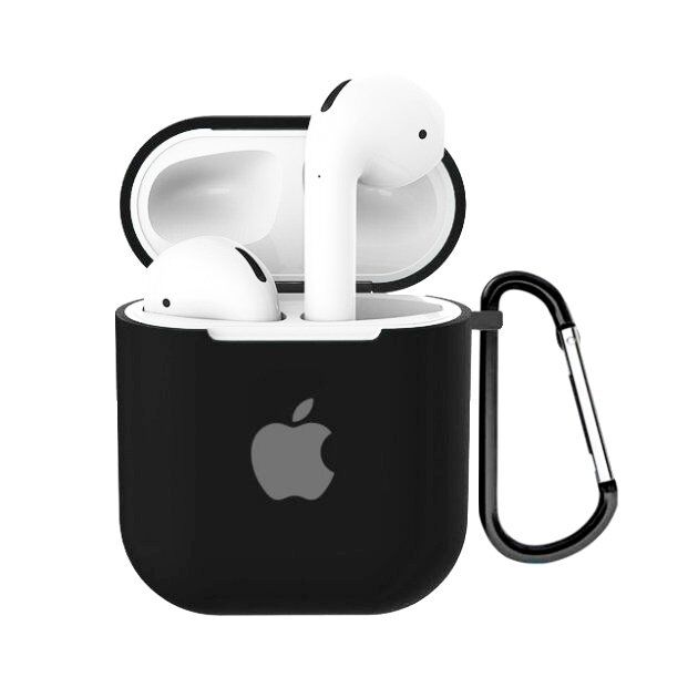 Чохол для Apple AirPods 2 з карабіном NEW (з лого яблуко) з'єднаний Чохол для Apple AirPods 2 з карабіном NEW (з лого яблуко) з'єднаний