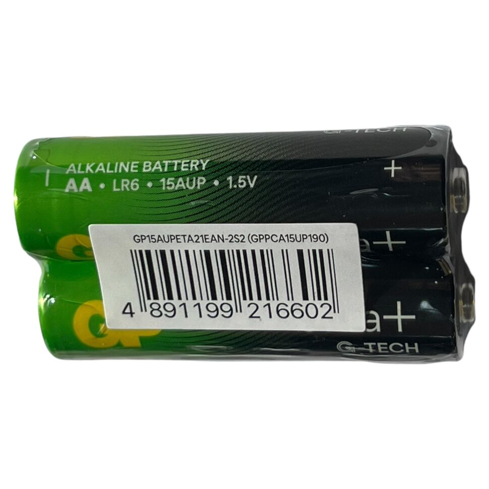 Батарейка AA лужна GP ULTRA PLUS G-TECH LR6 15AUP 1.5V, 2 штуки Батарейка AA лужна GP ULTRA PLUS G-TECH LR6 15AUP 1.5V, 2 штуки