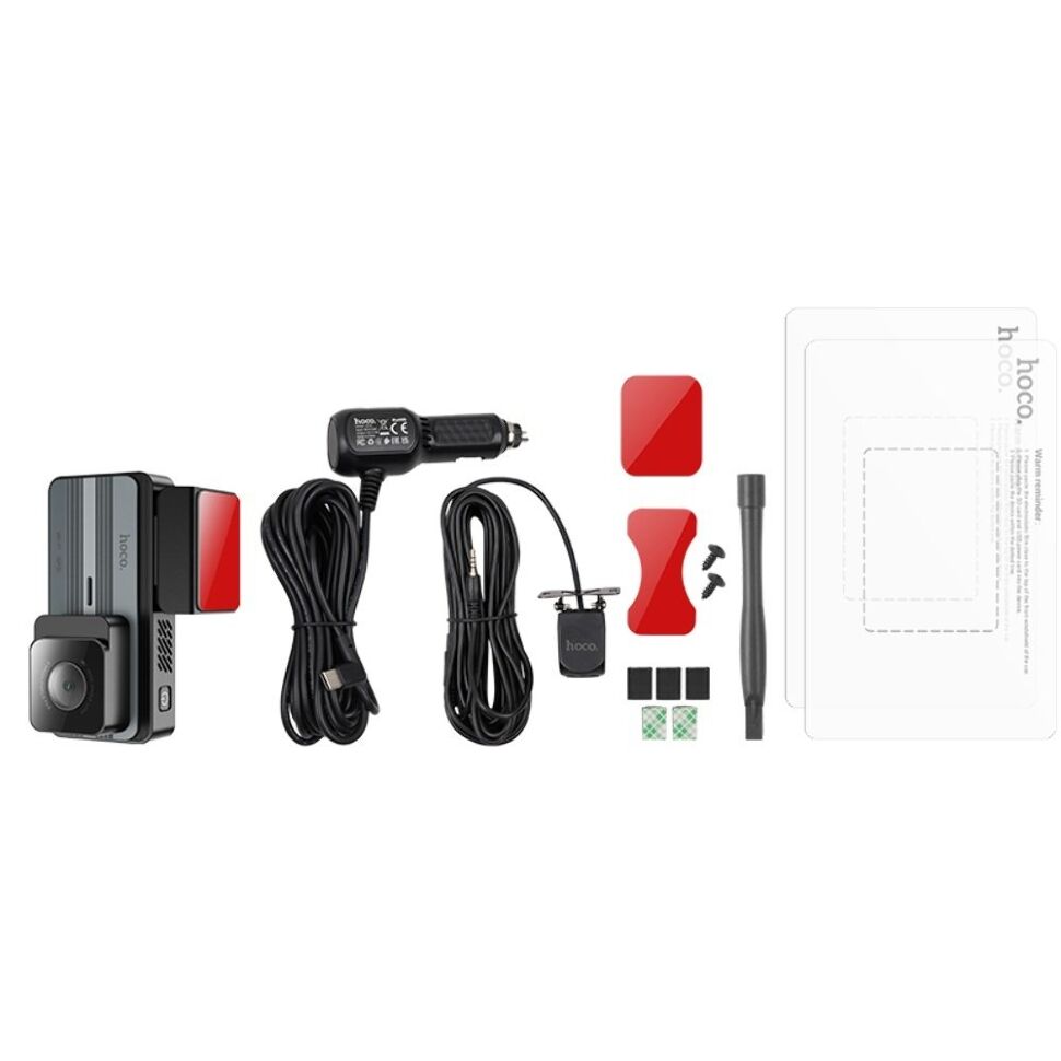 Автомобільний відеореєстратор HOCO DV12 2K, WI-FI, сірий