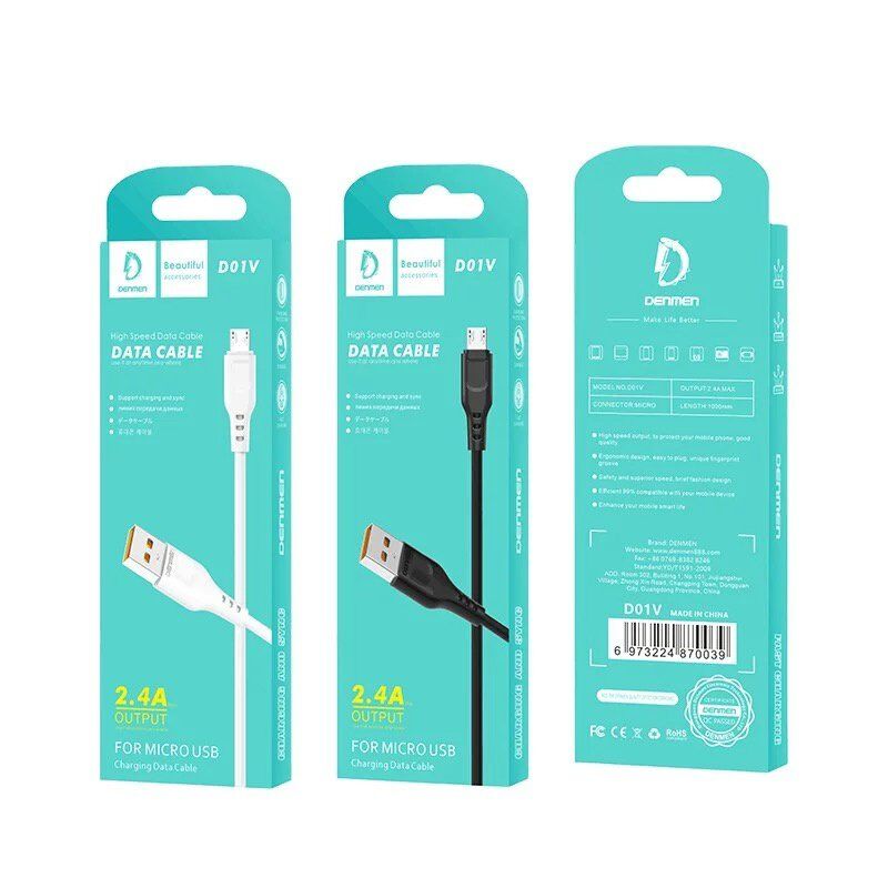Кабель USB Denmen D01V USB - micro USB (2,4A)