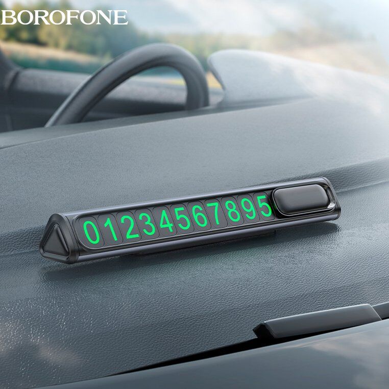 Паркувальна табличка з номером телефону на панель автомобіля BOROFONE FC3, ЧОРНО-СІРИЙ Паркувальна табличка з номером телефону на панель автомобіля BOROFONE FC3, ЧОРНО-СІРИЙ