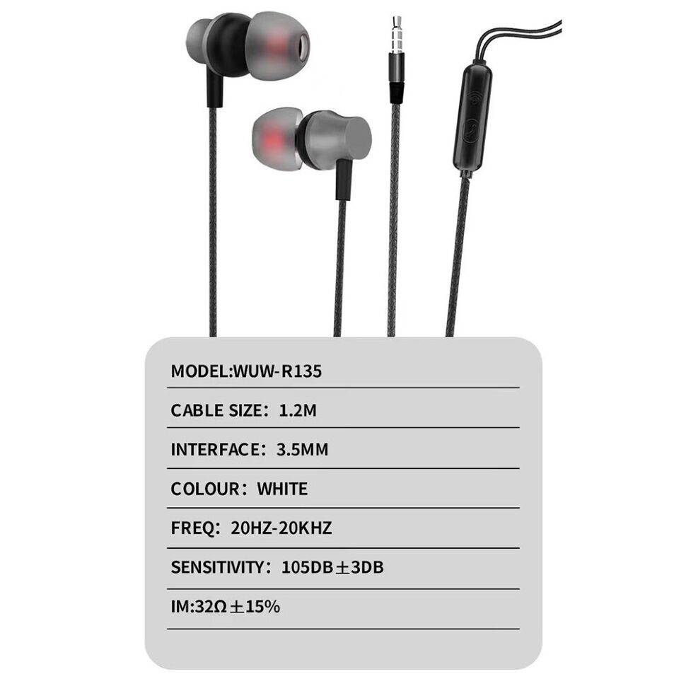 Дротові навушники WUW R135, чорний (45)