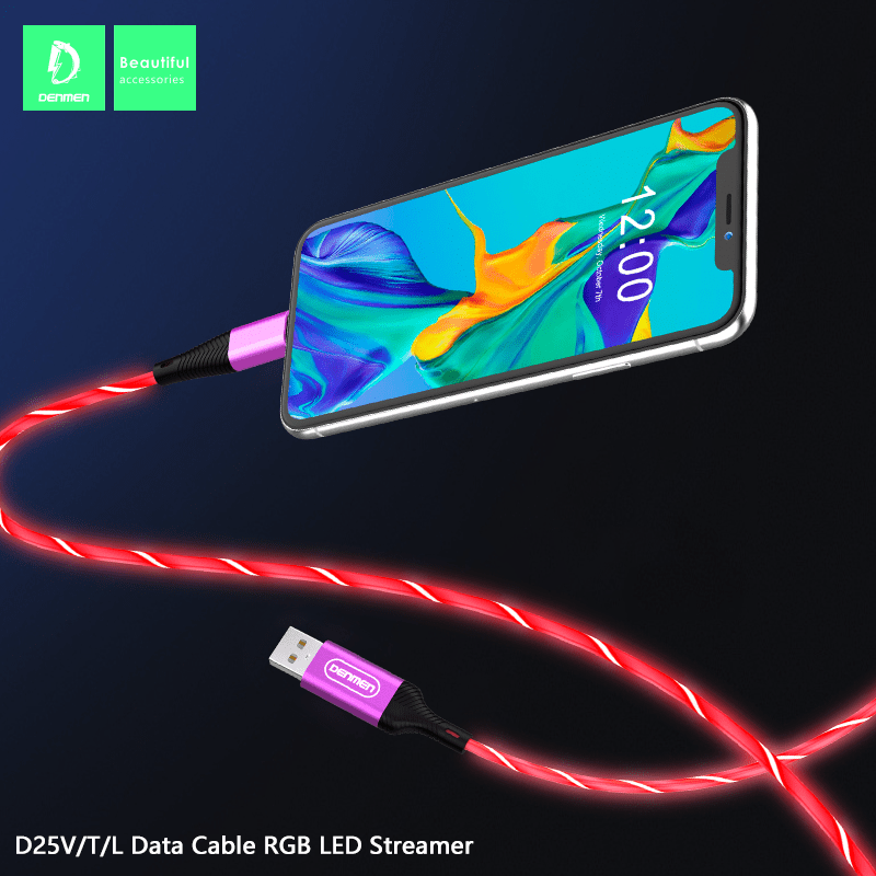 Кабель USB Denmen D25L USB - Lightning 2.4A RGB LED STREAMER CABLE Кабель USB Denmen D25L USB - Lightning 2.4A RGB LED STREAMER CABLE