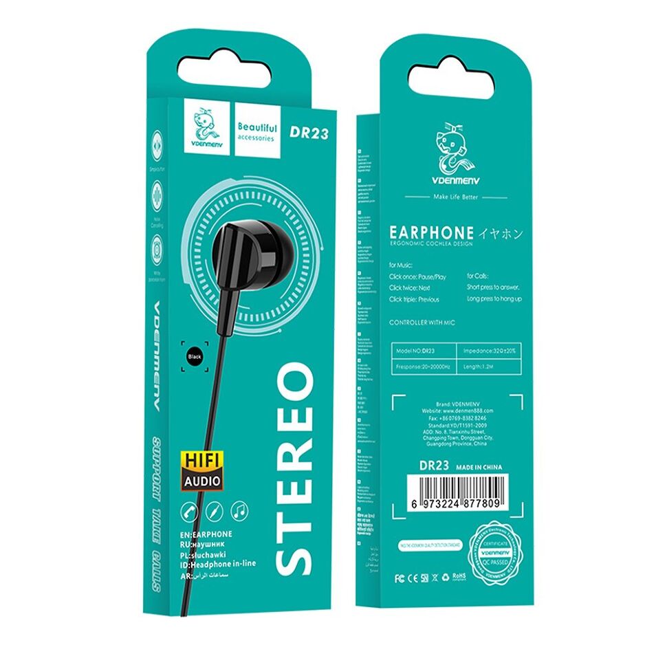 Навушники дротові DENMEN DR23 Навушники дротові DENMEN DR23