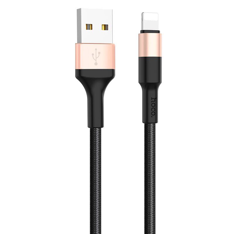 USB Кабель HOCO X26 USB - Lightning 1М, чорно-золотий USB Кабель HOCO X26 USB - Lightning 1М, чорно-золотий