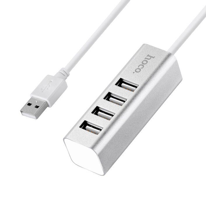 USB HUB HOCO HB1 4В1 Line machine, USB 2.0, 0.8 метри, сталевий USB HUB HOCO HB1 4В1 Line machine, USB 2.0, 0.8 метри, сталевий