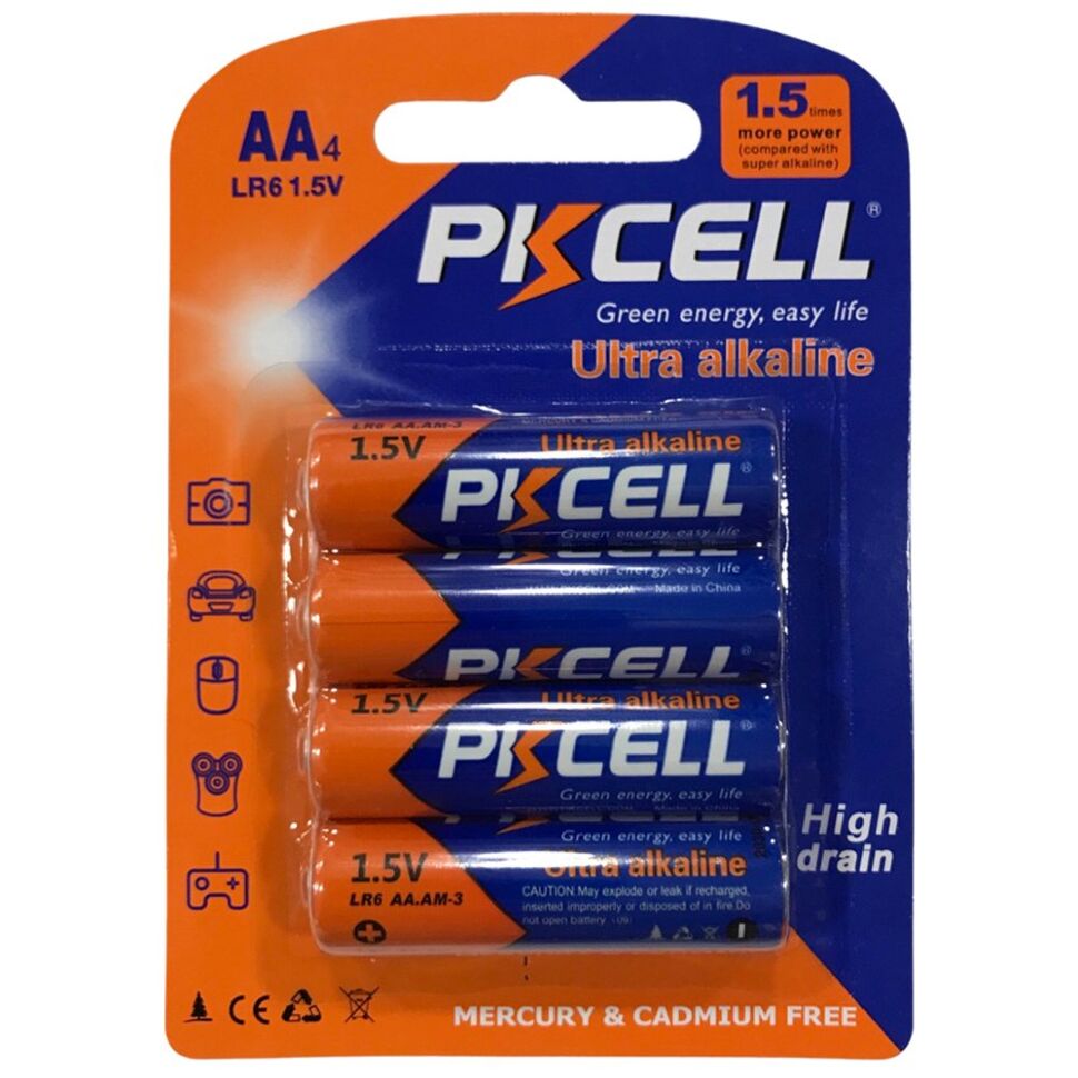 Батарейка AA лужна PKCELL LR6 1.5V, 4 штуки БЛИСТЕР Батарейка AA лужна PKCELL LR6 1.5V, 4 штуки БЛИСТЕР