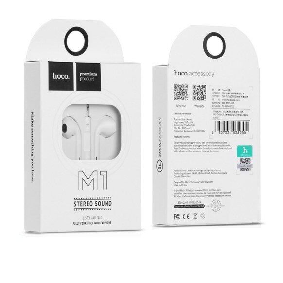 Дротова гарнiтура HOCO M1 БIЛИЙ Дротова гарнiтура HOCO M1 БIЛИЙ
