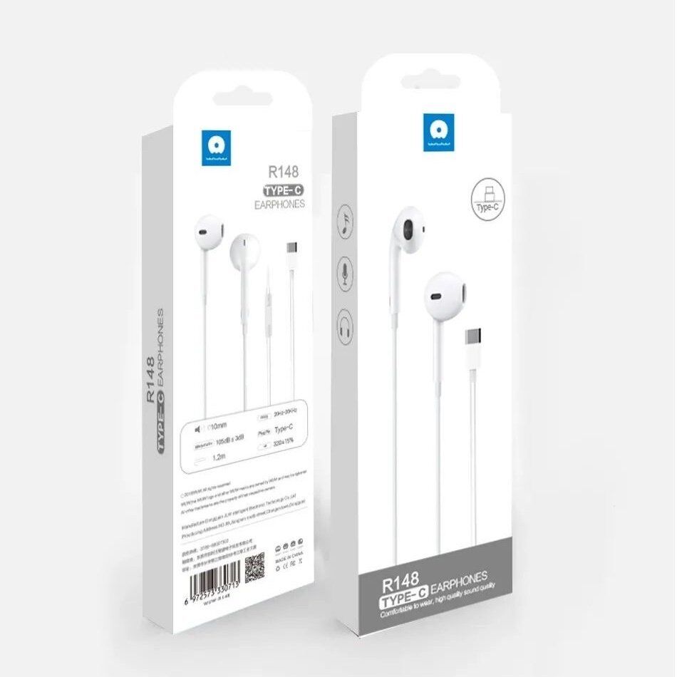 Дротові навушники WUW R148 Type-C, білий Дротові навушники WUW R148 Type-C, білий