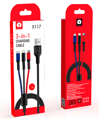 Кабель USB WUW X117 2,4A 3в1 (55) Кабель USB WUW X117 2,4A 3в1 (55)