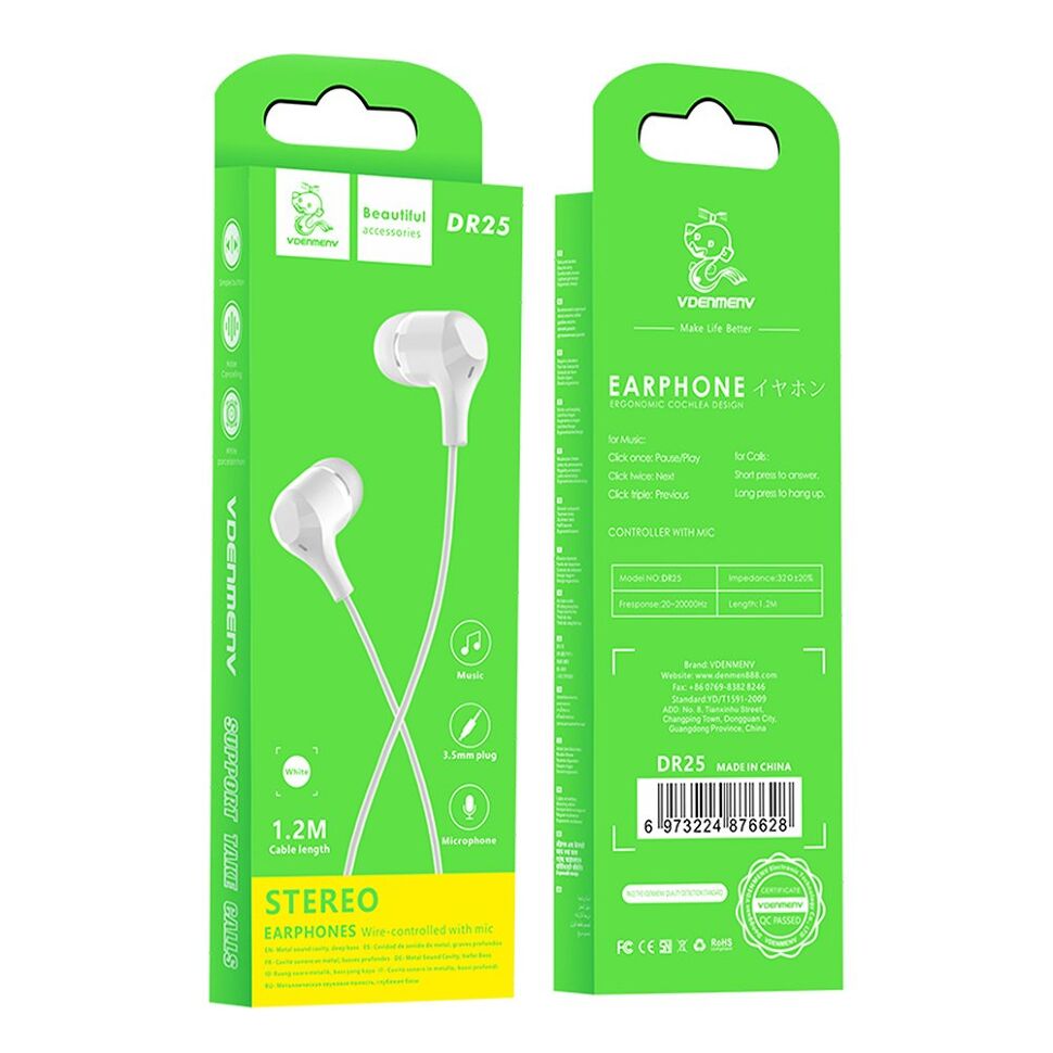 Навушники дротові DENMEN DR25 Навушники дротові DENMEN DR25