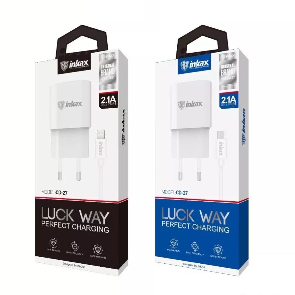 Мережевий зарядний пристрій INKAX CD-27 2.1A + USB кабель Micro for Android